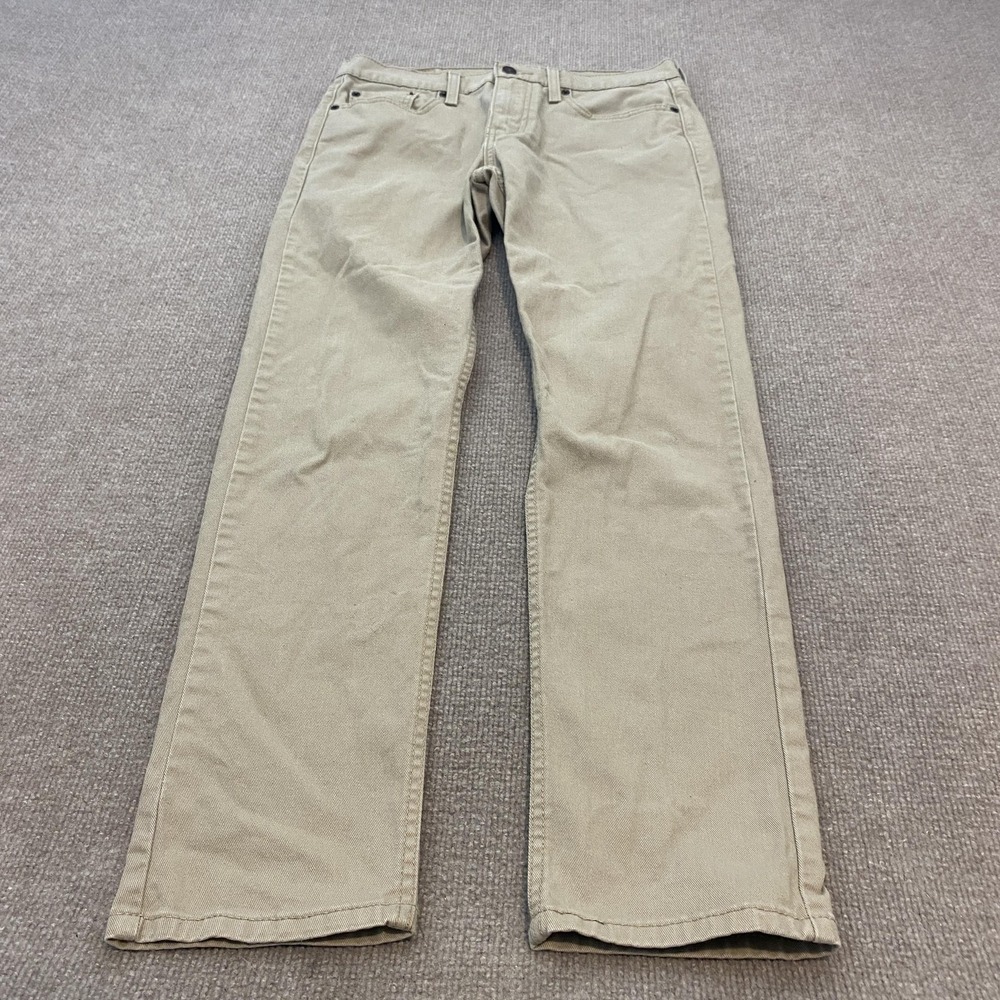 Levis 502 Jeans Mens 30x30 Beige Light Wash Regular Tapered Stretch Denim Pants - Picture 2 of 11